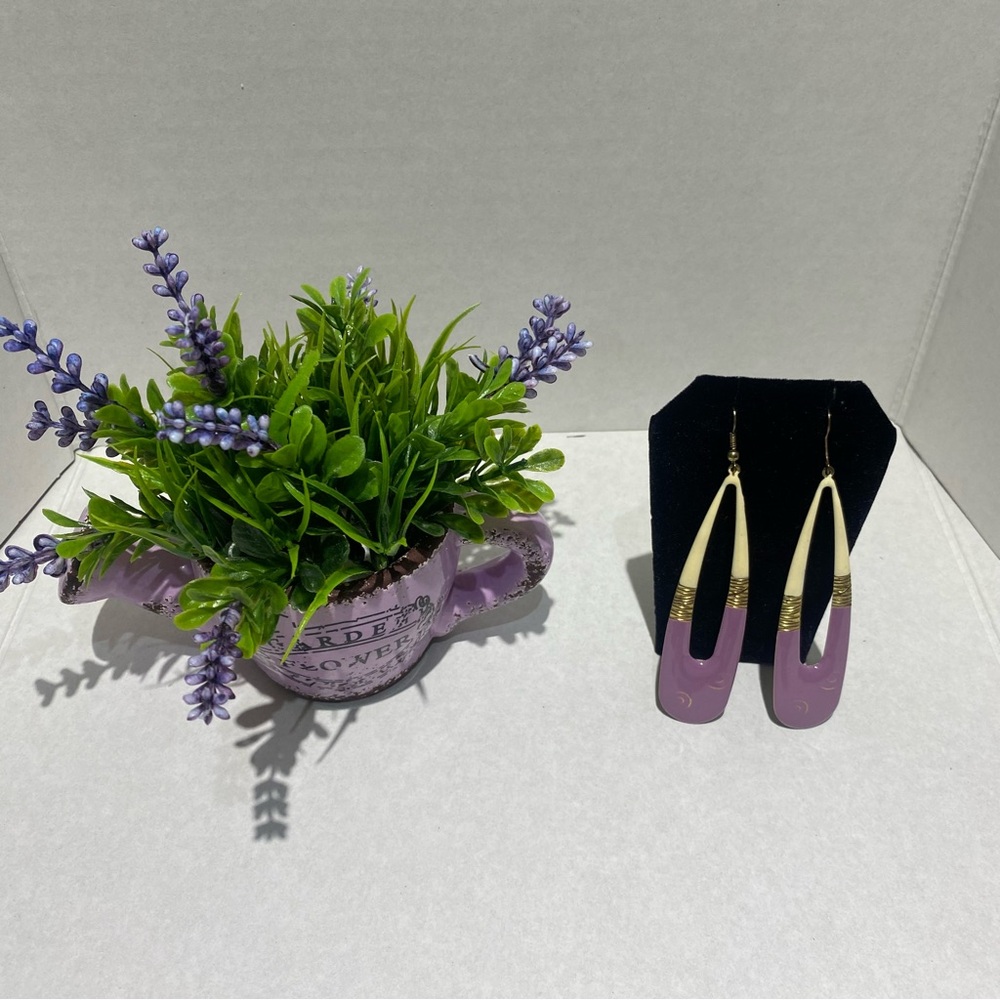 Elegant Purple and Cream Earrings